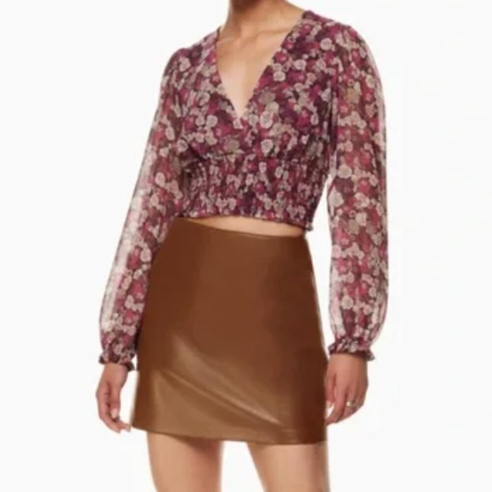 Aritzia Brown Leather Miniskirt